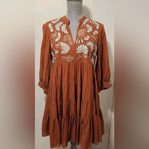 Anthropologie Small Samant Chauhan Apolline Embroidered Tunic Dress - Picture 5 of 8